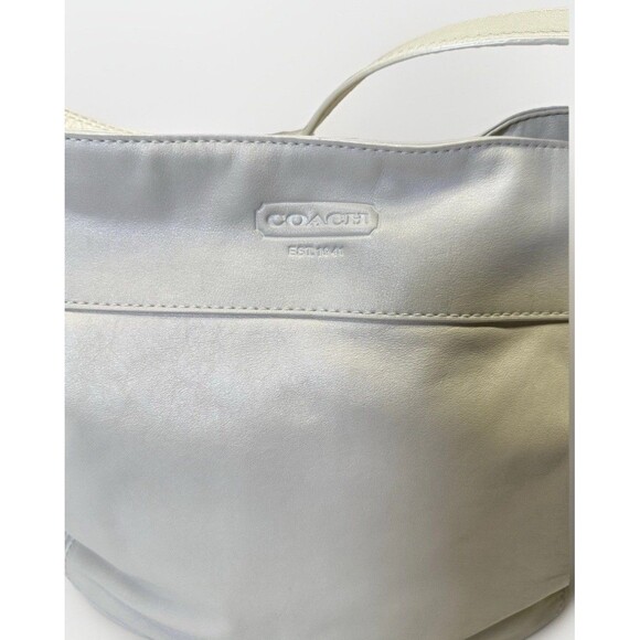 Coach Zoe Leather Hobo Shoulder Bag Ivory A1032-F14706 Dark Silver Hardware - Picture 3 of 10